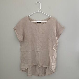 Terzo Millennio Made in Italy Beige Linen Button Back Blouse Size Medium